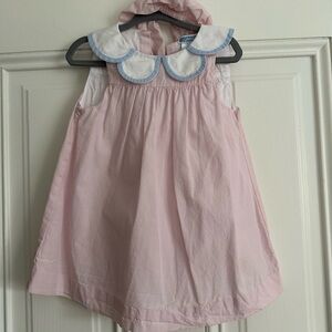 [Jacadi] White Dress with Blue Trim